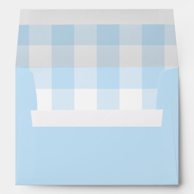 Pale Blue and White Buffalo Gingham Plaid Envelope (Back (Bottom))