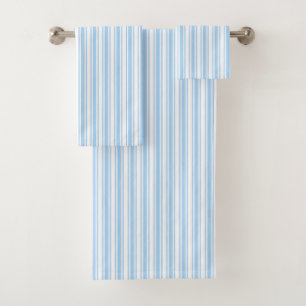 Pale blue and white candy stripes bath towel set