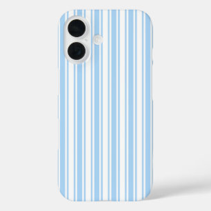 Pale blue and white candy stripes iPhone 16 case