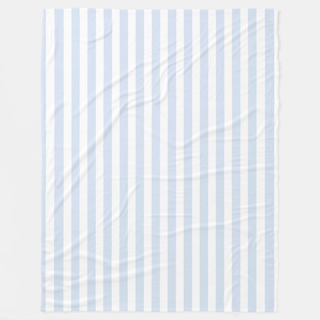 Pale blue and white candy stripes fleece blanket (Front)