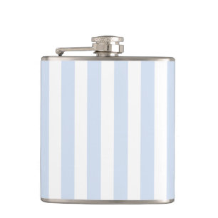 Pale blue and white candy stripes hip flask