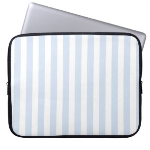 Pale blue and white candy stripes laptop sleeve