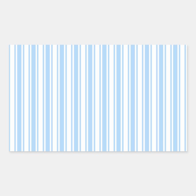 Pale blue and white candy stripes rectangular sticker (Front)
