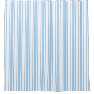 Pale blue and white candy stripes shower curtain