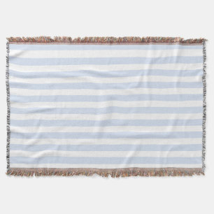 Pale blue and white candy stripes throw blanket