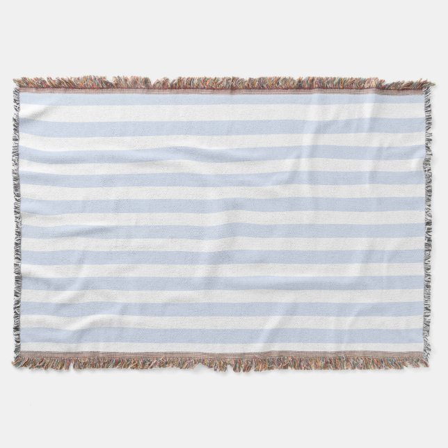 Pale blue and white candy stripes throw blanket (Front)
