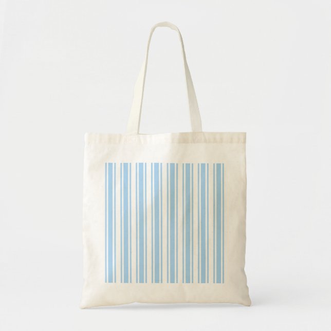 Pale blue and white candy stripes tote bag (Front)