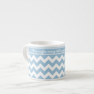 Pale Blue and White Chevrons Espresso Cup