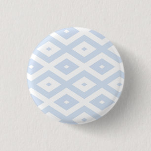 Pale blue and white diamond pattern 3 cm round badge
