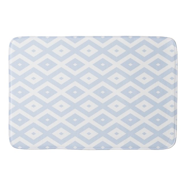 Pale blue and white diamond pattern bath mat (Front)