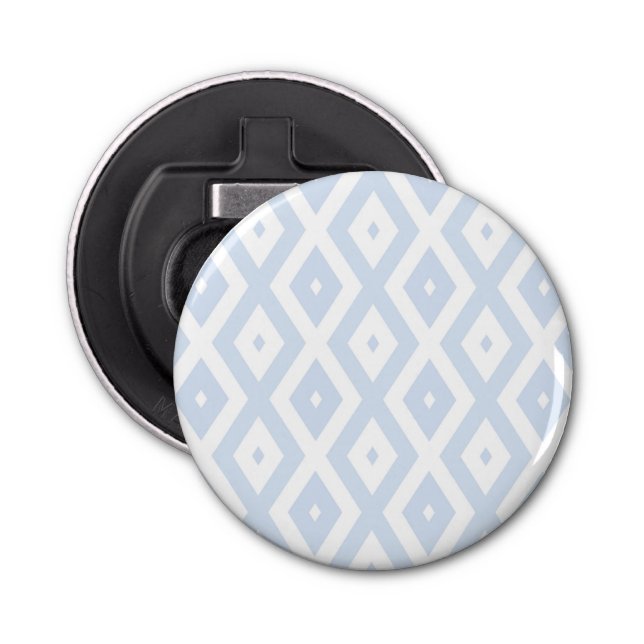 Pale blue and white diamond pattern bottle opener (Front)