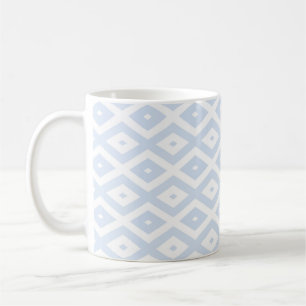 Pale blue and white diamond pattern coffee mug