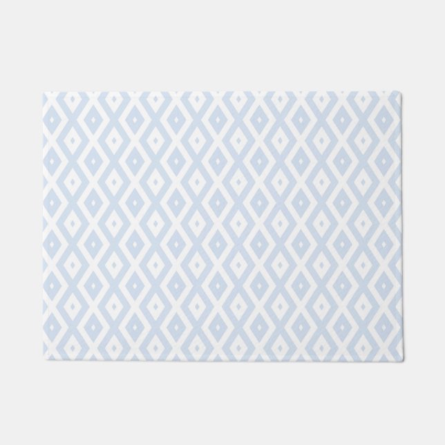 Pale blue and white diamond pattern doormat (Front)