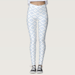 Pale blue and white diamond pattern leggings