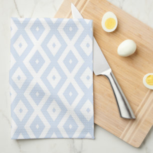 Pale blue and white diamond pattern tea towel