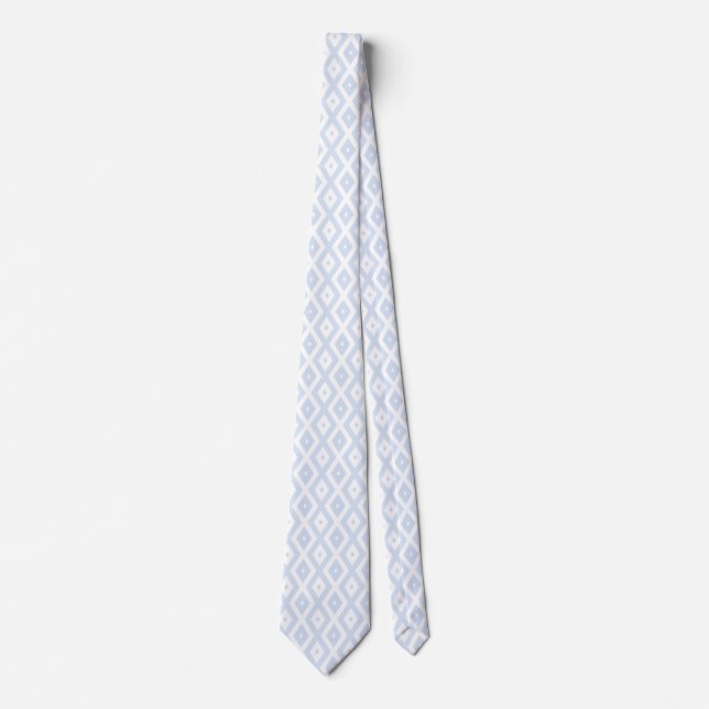 Pale blue and white diamond pattern tie (Front)