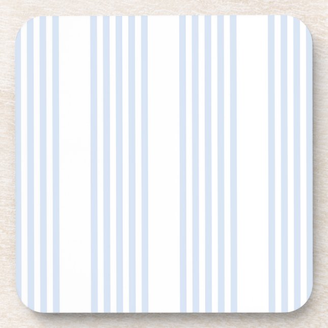 Pale blue and white five stripes pattern coaster (Front)