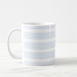 Pale blue and white five stripes pattern coffee mug