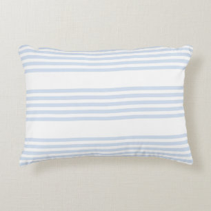 Pale blue and white five stripes pattern decorative cushion