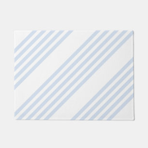 Pale blue and white five stripes pattern doormat