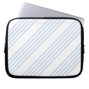 Pale blue and white five stripes pattern laptop sleeve