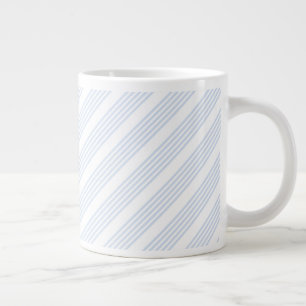 Pale blue and white five stripes pattern large coffee mug