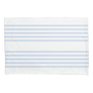 Pale blue and white five stripes pattern pillowcase