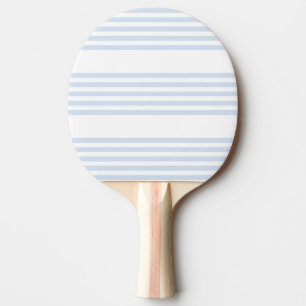 Pale blue and white five stripes pattern ping pong paddle