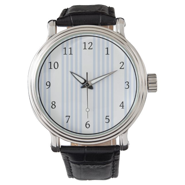 Pale blue and white five stripes pattern watch (Front)