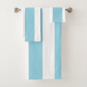 pale blue and white line stripes bath towel set