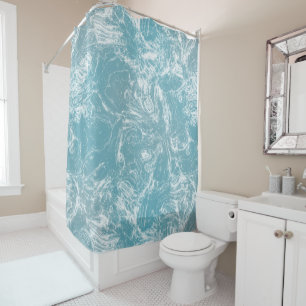 pale blue and white Marble abstract Shower Curtain