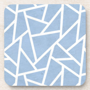 Pale blue and white mosaic pattern coaster