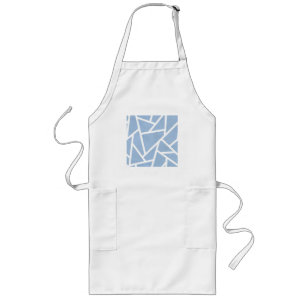 Pale blue and white mosaic pattern long apron