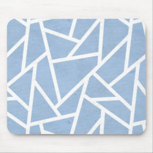 Pale blue and white mosaic pattern mouse pad