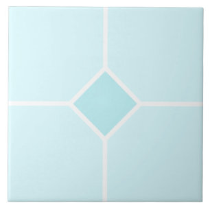 Pale blue and white square cross ceramic tile