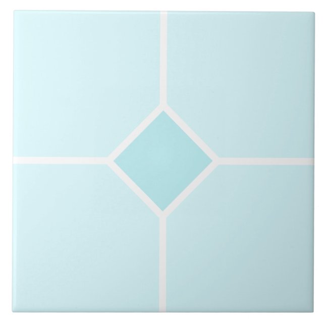 Pale blue and white square cross ceramic tile (Front)
