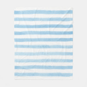 Pale Blue and White Striped Sherpa Blanket