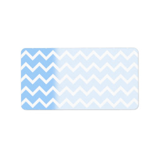 Pale Blue and White Zig zag Stripes. Label