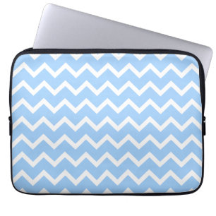Pale Blue and White Zig zag Stripes. Laptop Sleeve