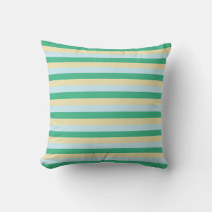 Pale Blue, Aqua Green and Beige Stripes Cushion