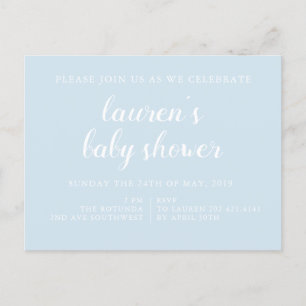 Pale Blue   Baby Shower Invitation Postcard