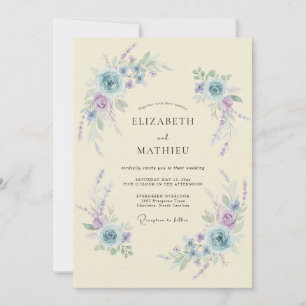 Pale Blue Blossom Romantic Wedding Invitation
