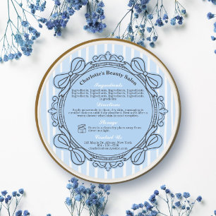 Pale Blue Bow Frame Ingredients & Directions Label