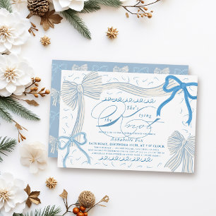 Pale Blue Bows She's Tying the Knot Bridal Shower Invitation