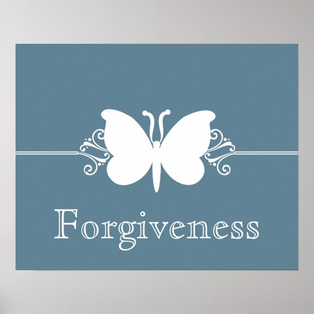 Pale Blue Butterfly Swirls Virtue Poster (Front)