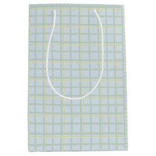 Pale Blue Check Gift Bag Modern Minimalist