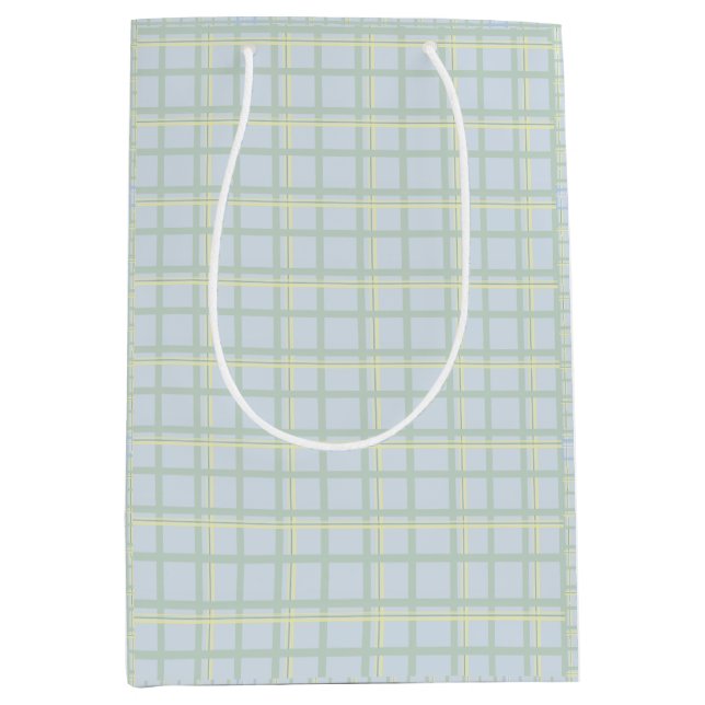 Pale Blue Check Gift Bag | Modern Minimalist  (Front)