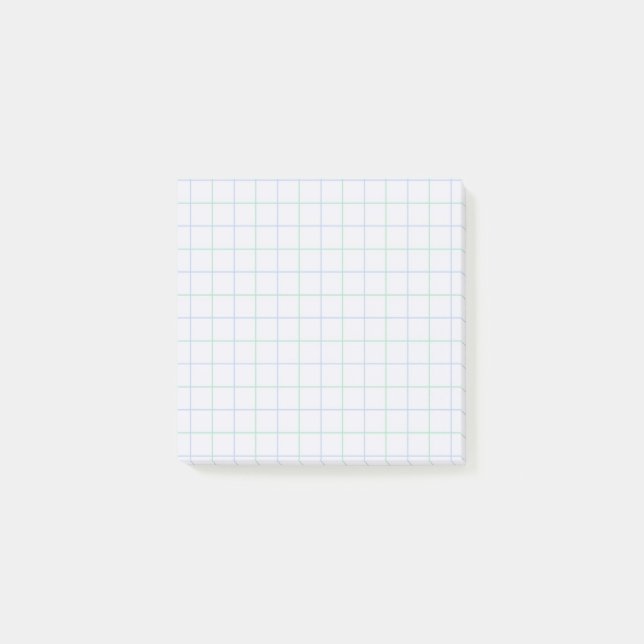 Pale Blue Chequered Pattern Soft Grid Design Post-it Notes (Front)
