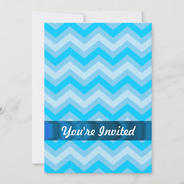 Pale blue chevrons invitation (Front)