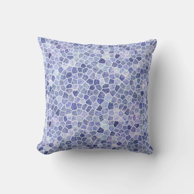 Pale Blue Cobbled Patchwork Terrazo Pattern Cushion (Front)